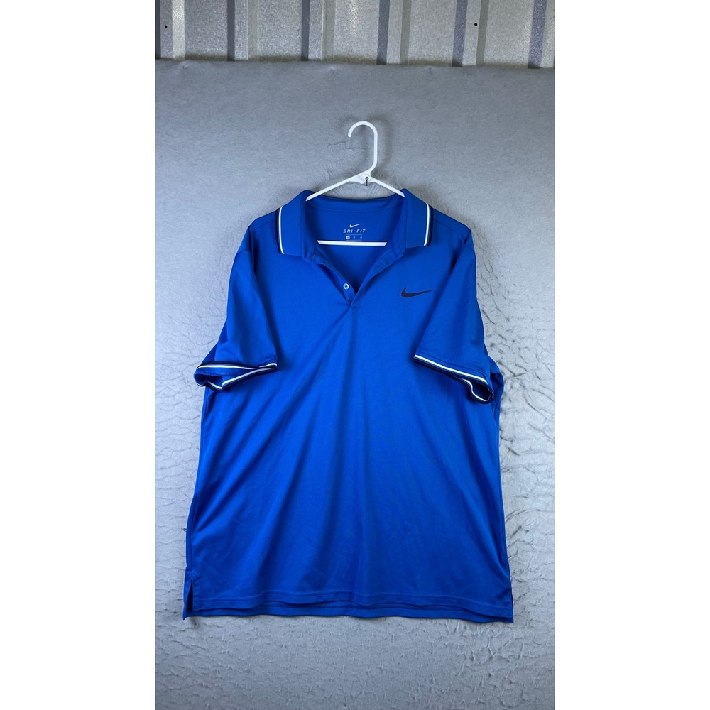 Nike Polo Shirt Mens XL Blue Excellent Dri-FIT Short Sleeve Golf Sport 13940
